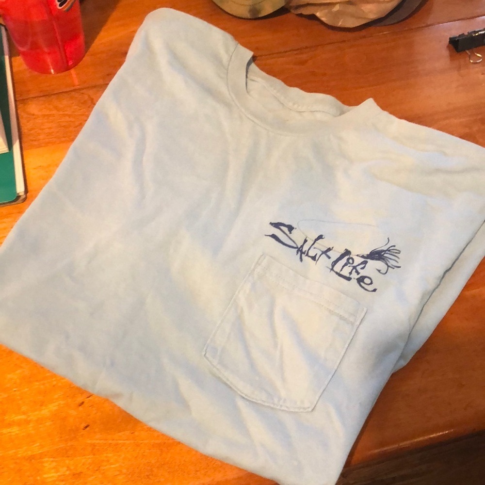 Salt Life Sky Blue Tee with Pocket Logo